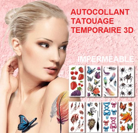 Autocollants Tatouage Temporaire 3D Madame Cosmetique 3D-001 