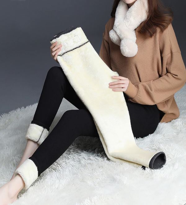 Legging en laine Polaire Femme pour Hiver Beauté Produit Noir XXL 