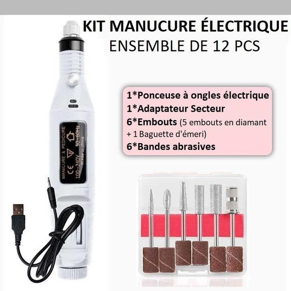 Kit Manucure Electrique (Ensemble de 12 pièces) Madame Cosmetique 