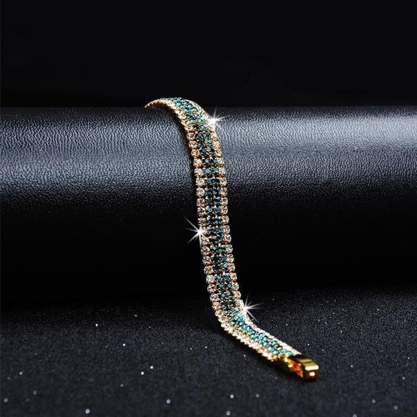 Bracelet Strass Gratuit Hide Vert et Or 
