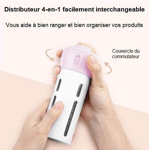 Distributeur De Gel Douche/Lotion/Shampoing 4-en-1 Madame Cosmetique Gris 