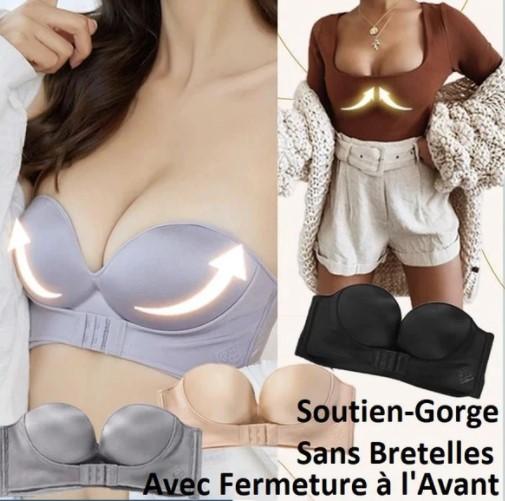 Soutien-Gorge Sans Bretelles Avec Fermeture à l'Avant - TopBra™ Beauté Produit Noir 80A 