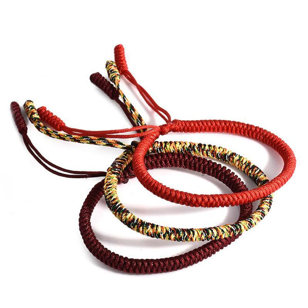 Bracelets de Cordes Porte-bonheur Tibétain Madame Cosmetique Rouge 