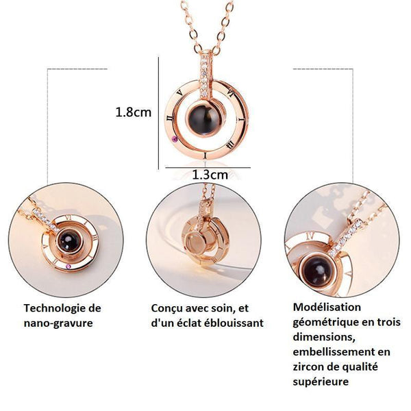 Pendentif "Je t'aime" en 100 Langues Madame Cosmetique Doré 