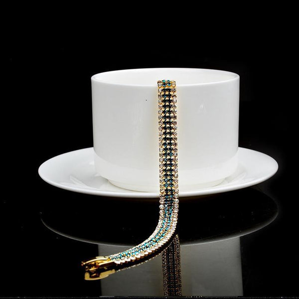 Bracelet Strass Gratuit Hide Vert et Or 