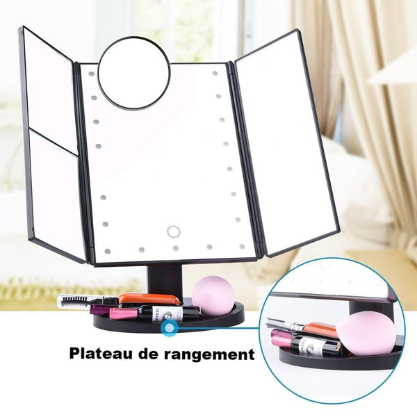 Miroir pliable - Lampes LED Madame Cosmetique Noir 